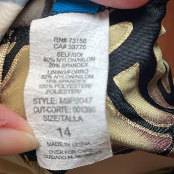 Vintage Maxine Swimsuit, one piece, black, tan, 14 - Picture 7 of 11